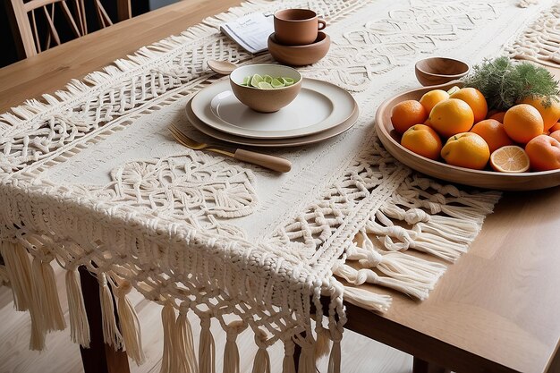 haft na obrusie w salonie